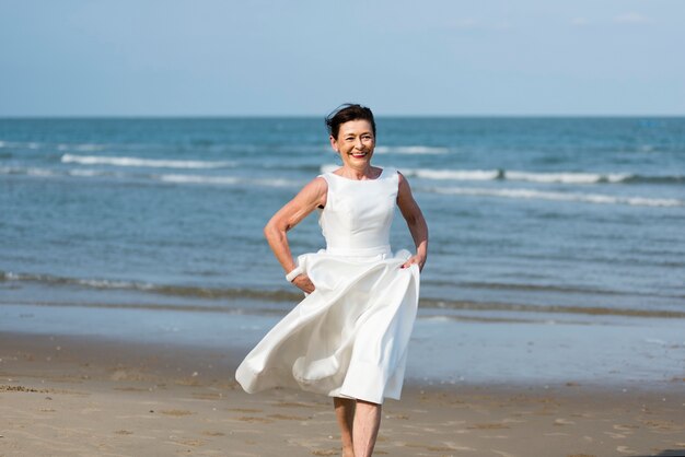 Beautiful bride by the sea