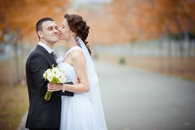 A beautiful bride and groom