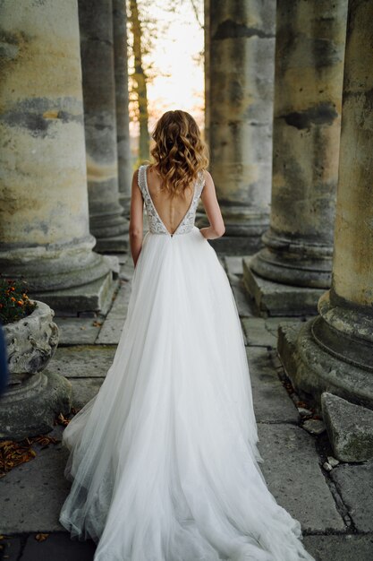  a beautiful bride wearing wedding dress