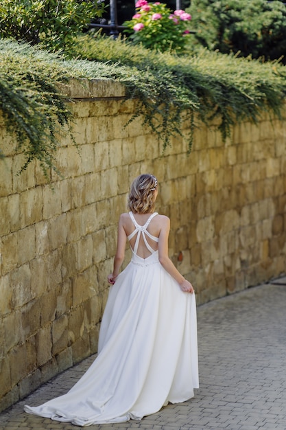  a beautiful bride wearing wedding dress