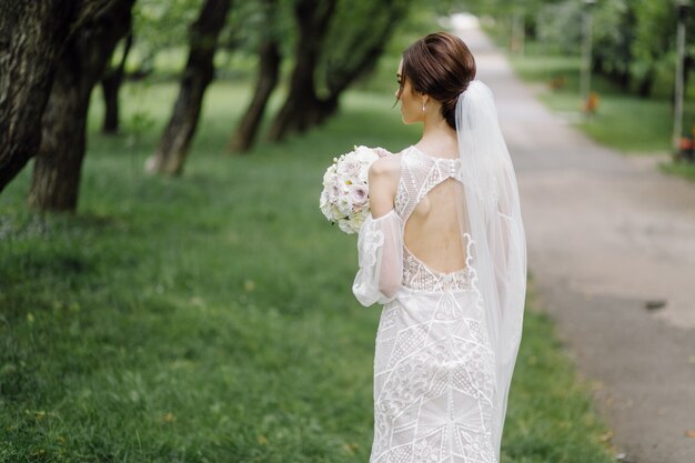  a beautiful bride wearing wedding dress