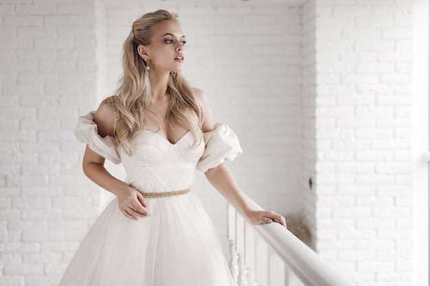 beautiful bride in wedding dress