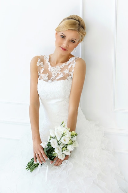 Beautiful bride with bouquet