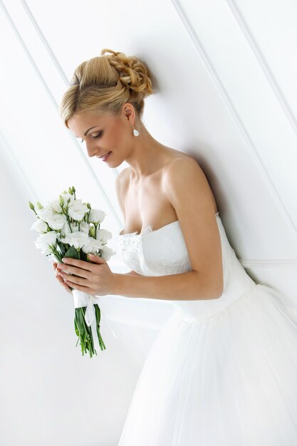 Beautiful bride with bouquet