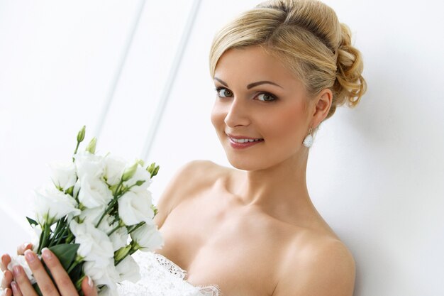 Beautiful bride with bouquet