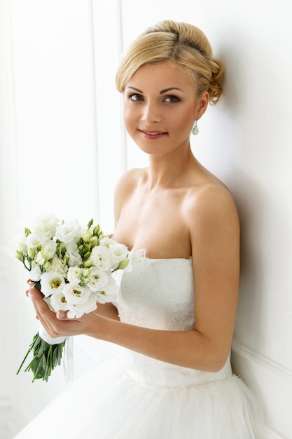 Beautiful bride with bouquet