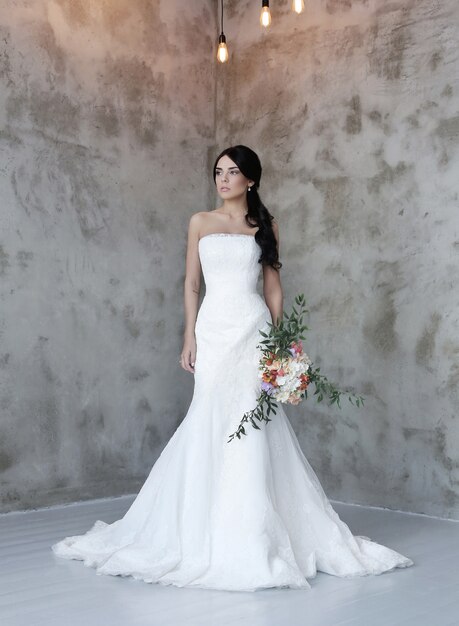 Beautiful bride with white dress