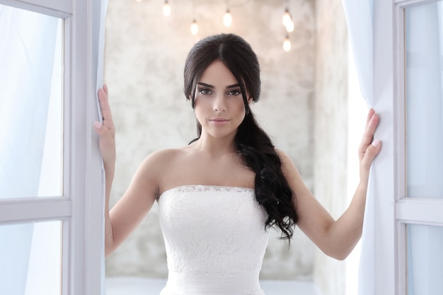 Beautiful bride with white dress