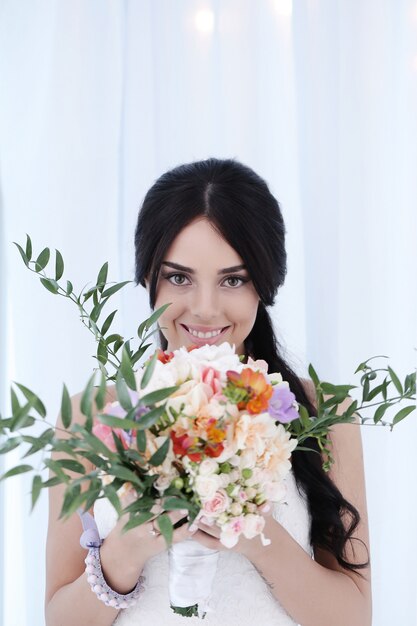 Beautiful bride with white dress