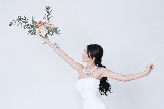 Beautiful bride with white dress