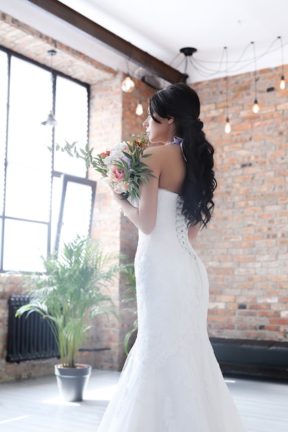 Beautiful bride with white dress