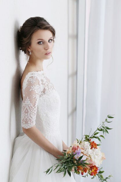 Beautiful bride with white dress