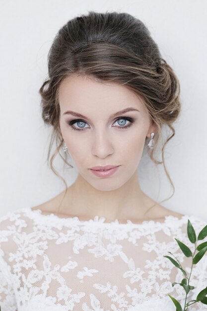 Beautiful bride with white dress