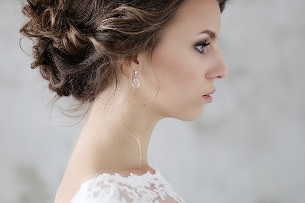 Beautiful bride with white dress