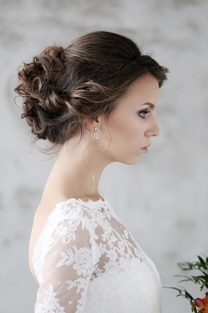 Beautiful bride with white dress