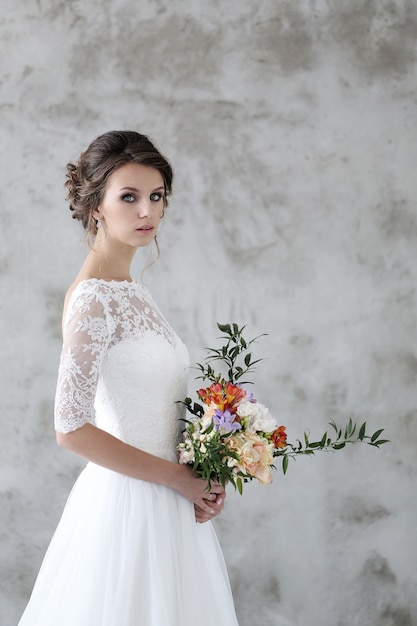 Beautiful bride with white dress