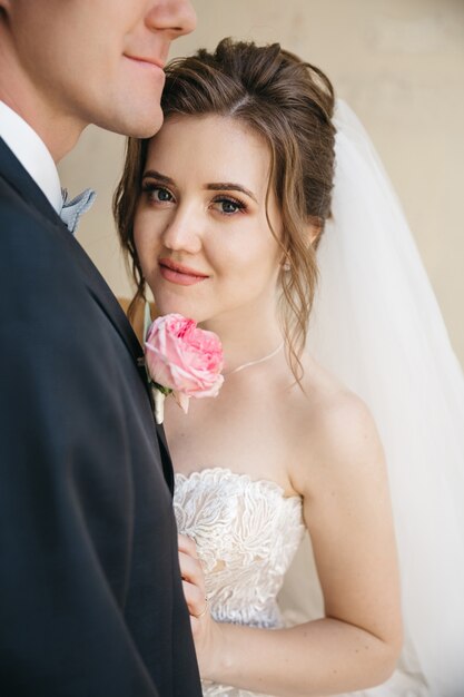 Beautiful brides are on their wedding day