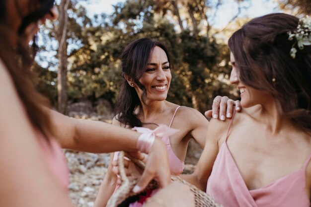 Beautiful bridesmaids having fun