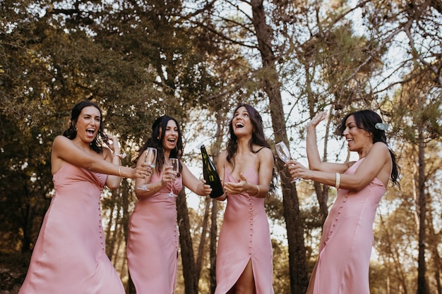 Beautiful bridesmaids having fun