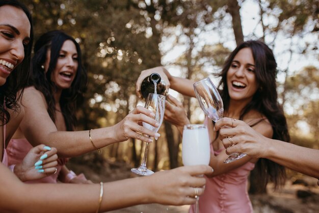 Beautiful bridesmaids having fun