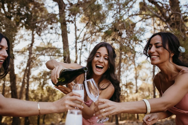 Beautiful bridesmaids having fun