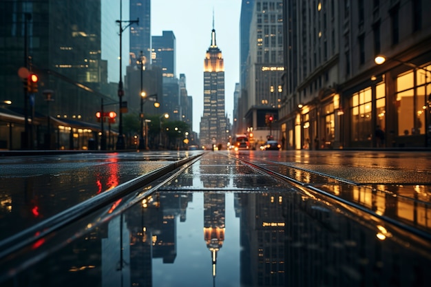 Free photo beautiful bright empire state building at nighttime