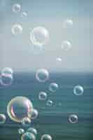Бесплатное фото Красивый пузырь, плавающий снаружи