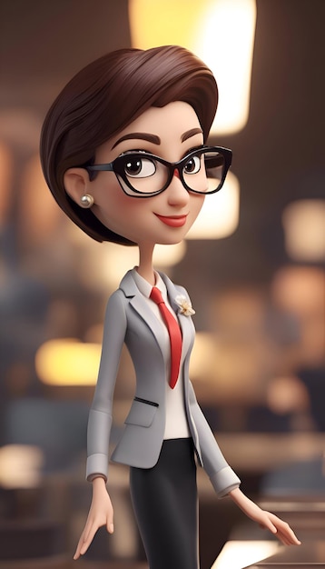 Free photo beautiful business woman in suit and glasses 3d rendering