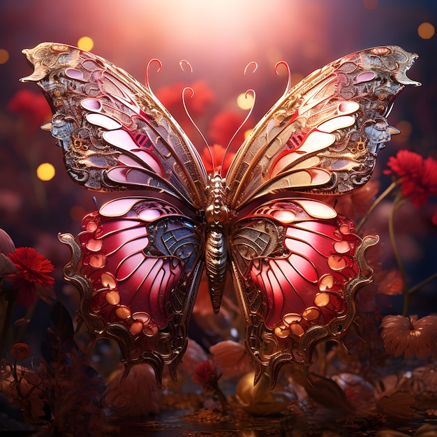 Free photo beautiful butterfly with detailed design