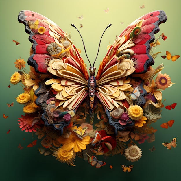 Foto gratuita bella farfalla con disegni dettagliati