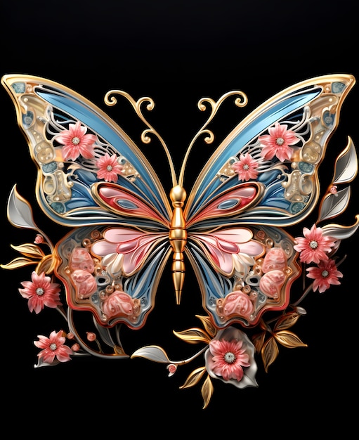 Free photo beautiful butterfly with detailed design