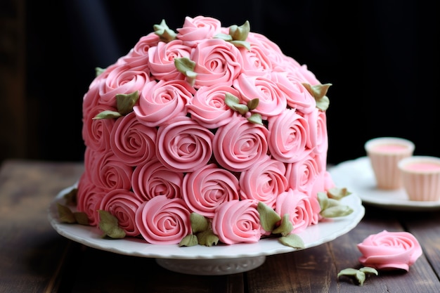 Free photo beautiful cake decorated with roses