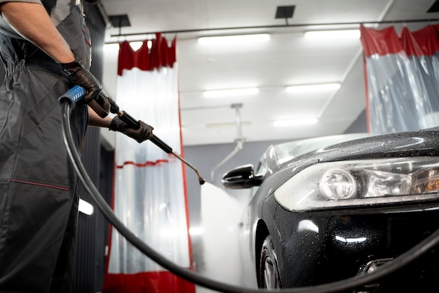 Beautiful car at washing service