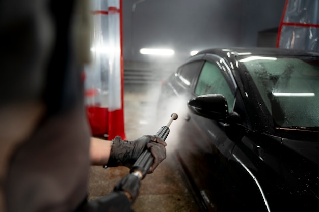 Beautiful car at washing service