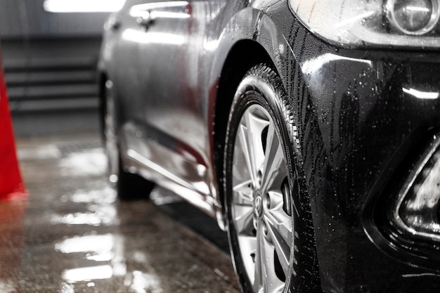 Beautiful car at washing service