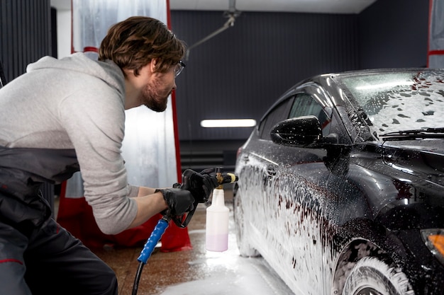 Beautiful car at washing service