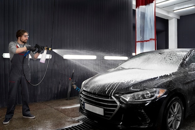 Beautiful car at washing service