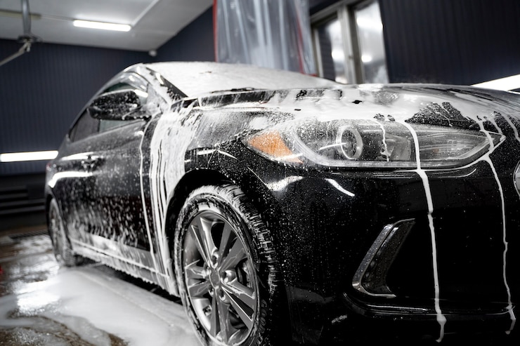 Free Photo beautiful car at washing service