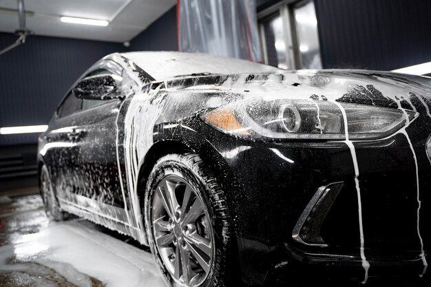 Beautiful car at washing service