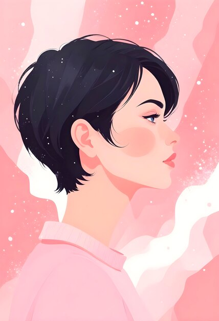 美しい漫画の女性の肖像画