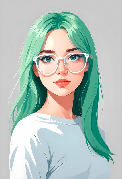 美しい漫画の女性の肖像画