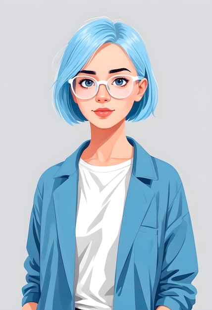 美しい漫画の女性の肖像画