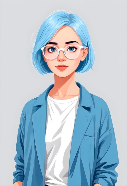 美しい漫画の女性の肖像画