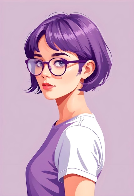 美しい漫画の女性の肖像画