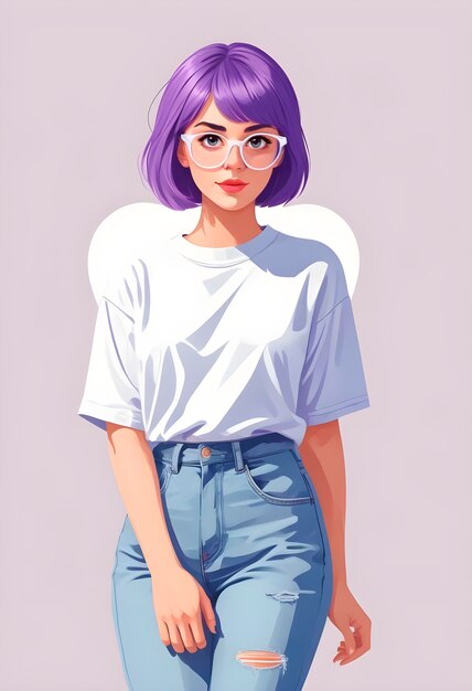 美しい漫画の女性の肖像画