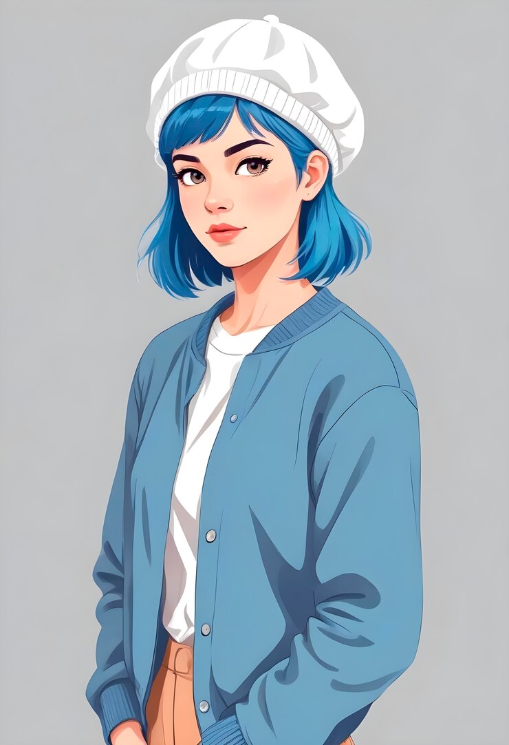 Free Photo beautiful cartoon woman portrait