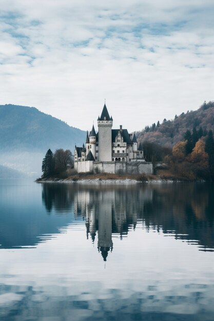 호수 에 있는 아름다운 성