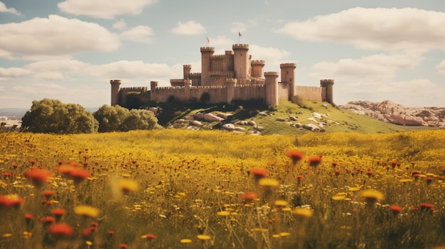 Free photo beautiful castle surrounded by nature