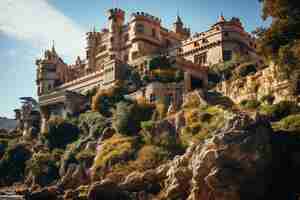 Free photo beautiful castle surrounded by nature