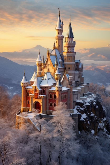 Free photo beautiful castle winter season